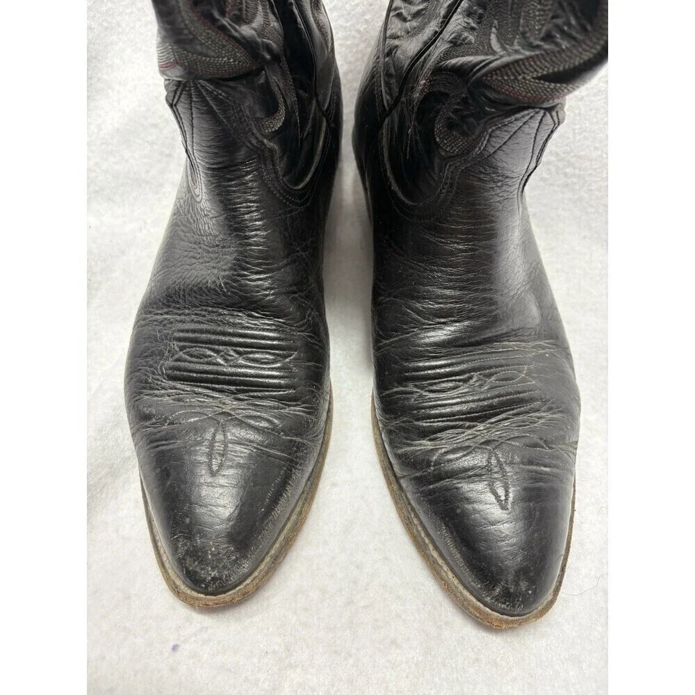 Nocona Boots Mens 12 D Black Lizard Leather Pull On Western Cowboy Rodeo USA VTG - Picture 2 of 7